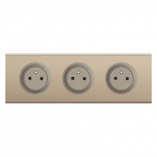 Lot De Prises Legrand Diplomat – 2 Prises 2 Pôles Sans Terre + 1 PTT, Entourage Métal Anodisé