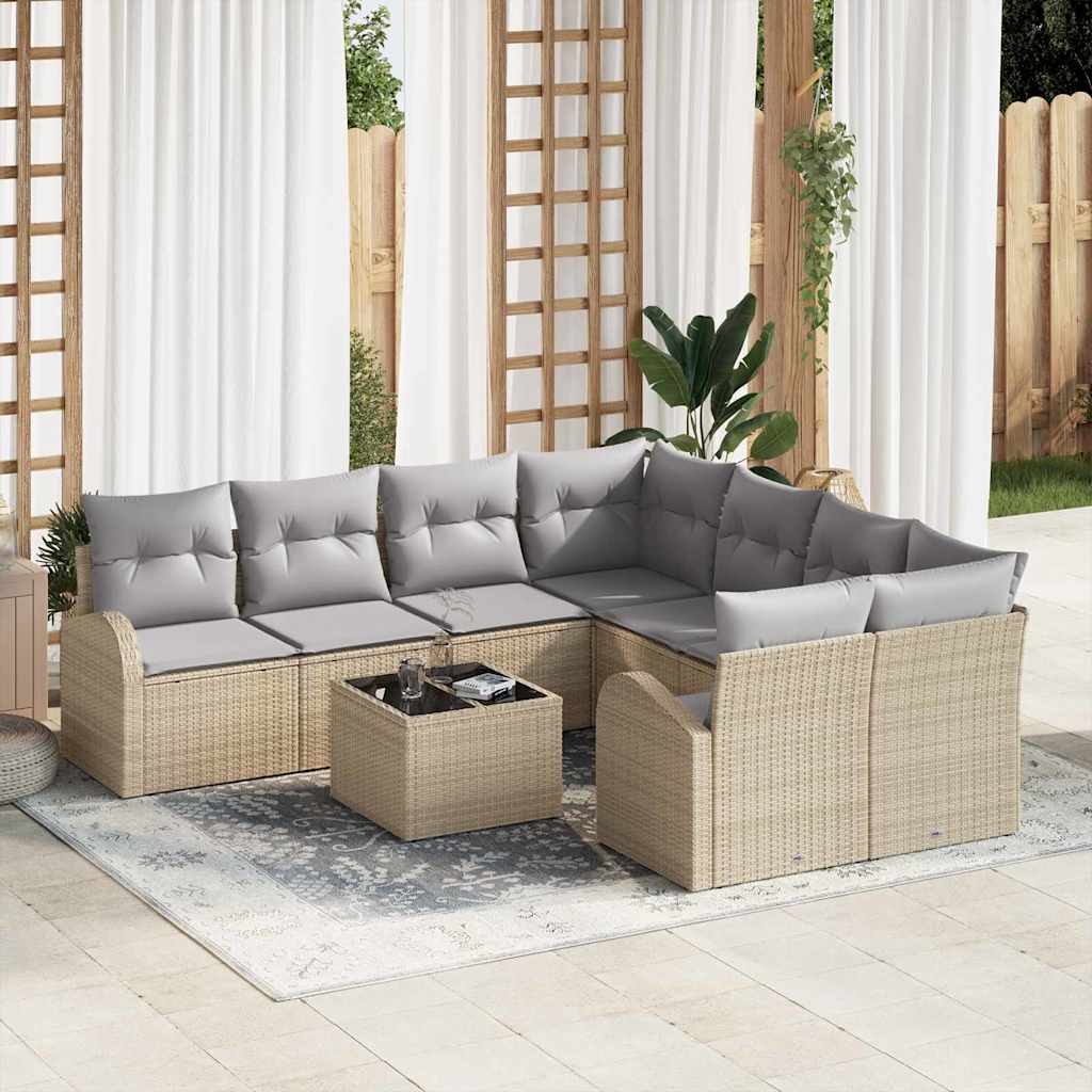 Zestaw Sof na Ogród Beżowy 55 x 55 x 37 cm polirattan vidaXL