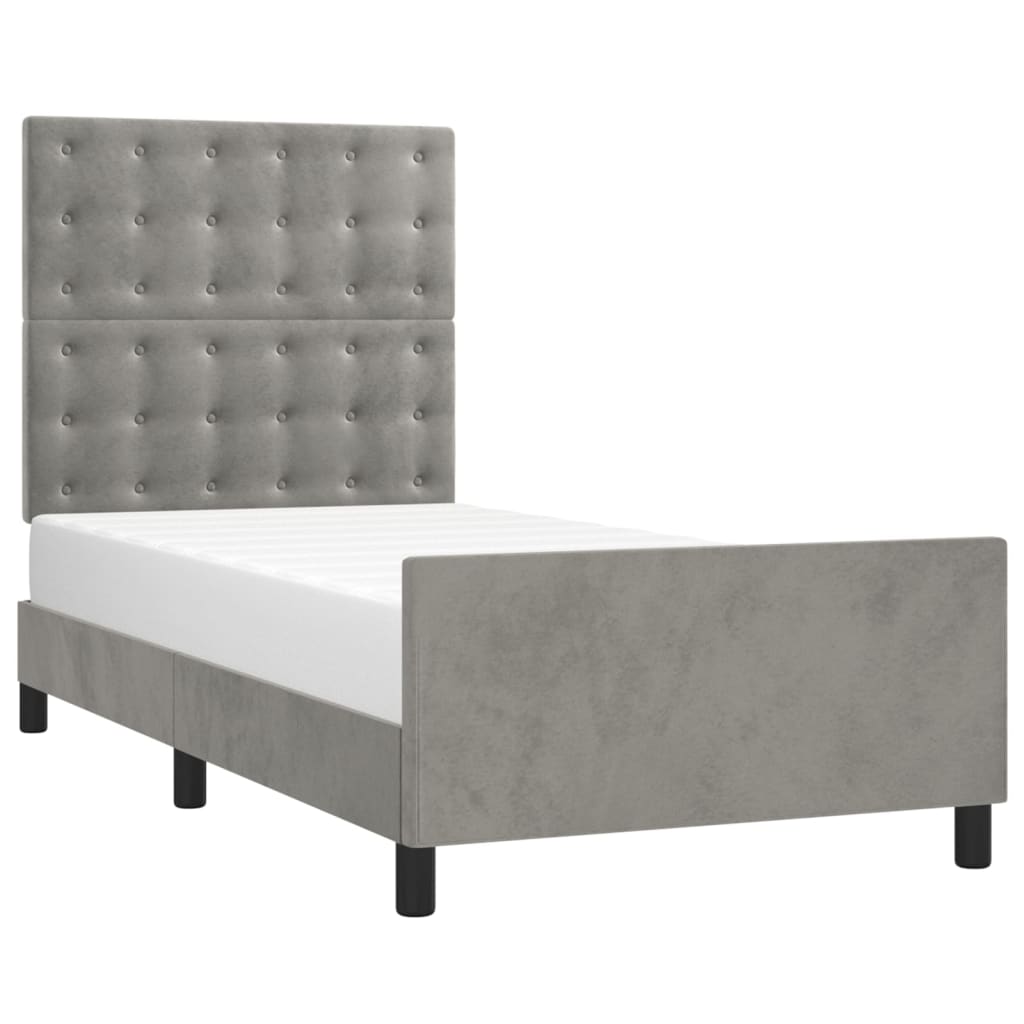 Cadre de lit sans matelas, en velours, gris clair, pour la chambre, 100 × 200 cm - 3