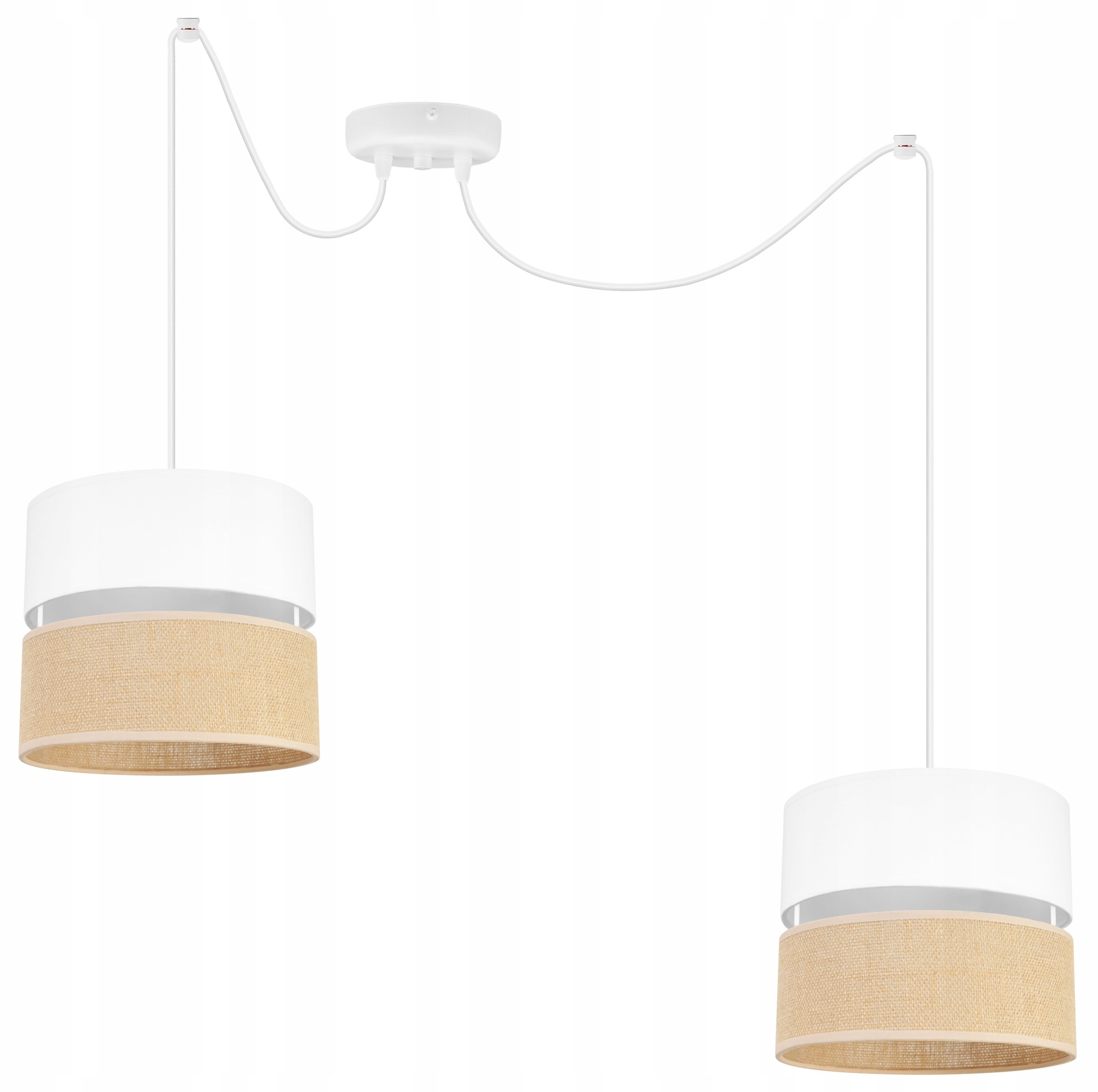 Lampa sufitowa wisząca Juta modern 2xE27 abażur walec biały/beżowy Light Home LH
