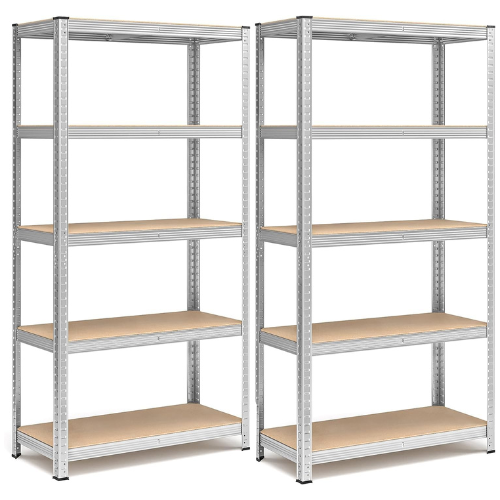 Scaffali SET da 2 In Metallo RIPIANI MDF Scaffale Ad Alta Portata Fino a 875 kg Con 5 Ripiani Regolabili 180 x 90 x 40 cm BRAND CILVANI