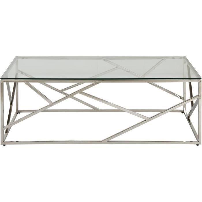 Table basse en verre - Pieds metal - L 120 x P 60 x H 40 - ISLAND - 2