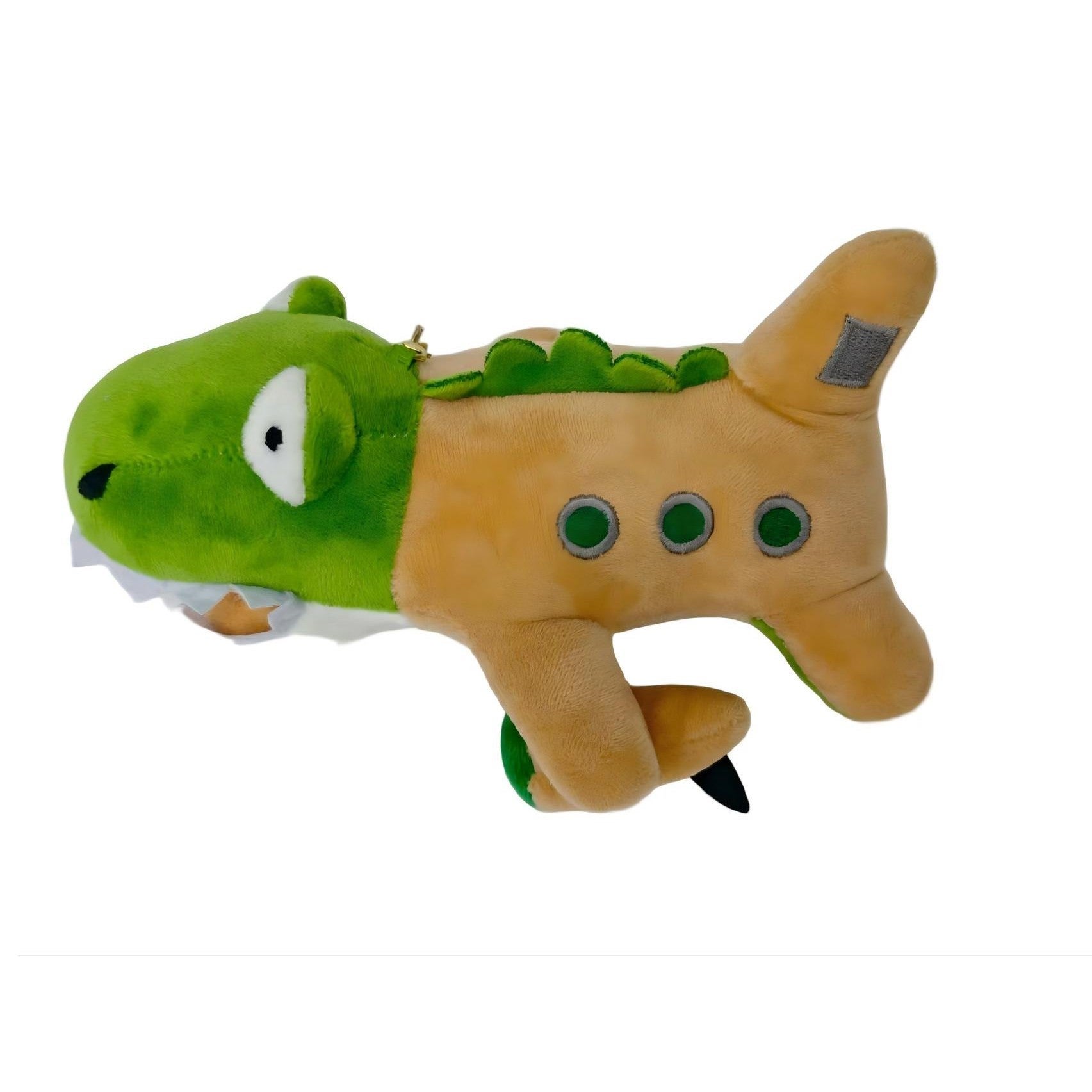Jucarie de plus breloc Flippy, Crocodilul Avion Bombardiro Crocodilo, 17 x 8 cm, verde maro