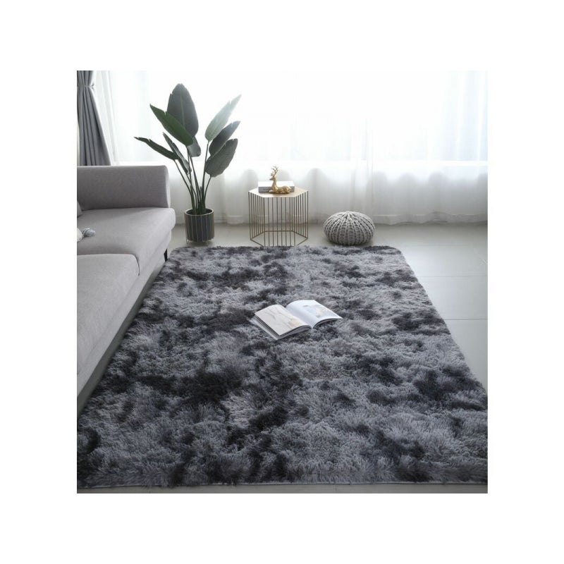 Dywan Shaggy do salonu – 60 x 120 cm – ciemnoszary – miękkie włókno polipropylenowe – antypoślizgowy
