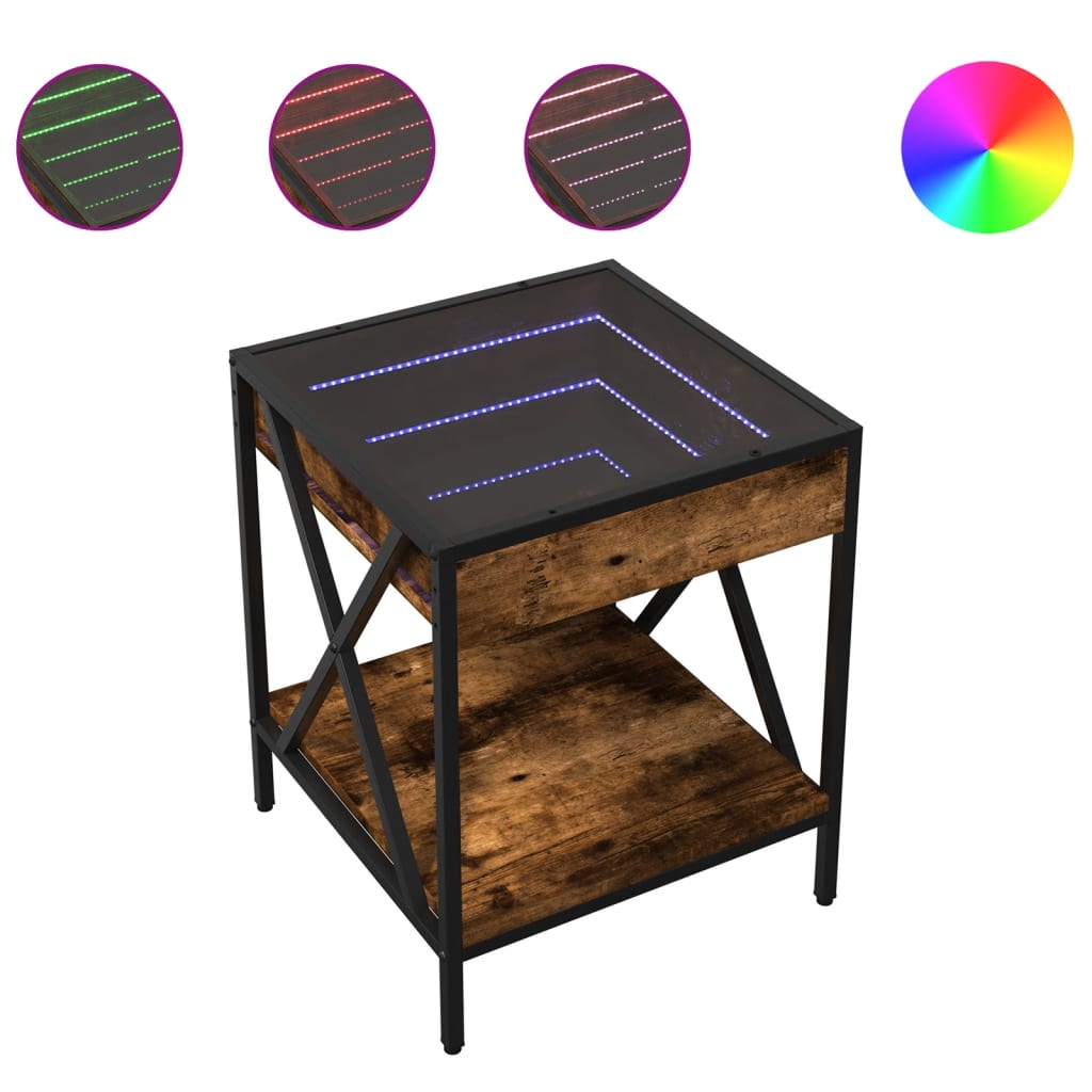 Table basse - Table de salon - Table à thé avec LED Infinity chêne fumé ...