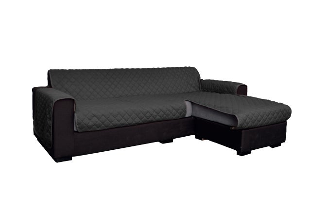 Copridivano Con Penisola Antimacchia Trapuntato Modello Star Colore Grigio Scuro 190cm Grigio Scuro