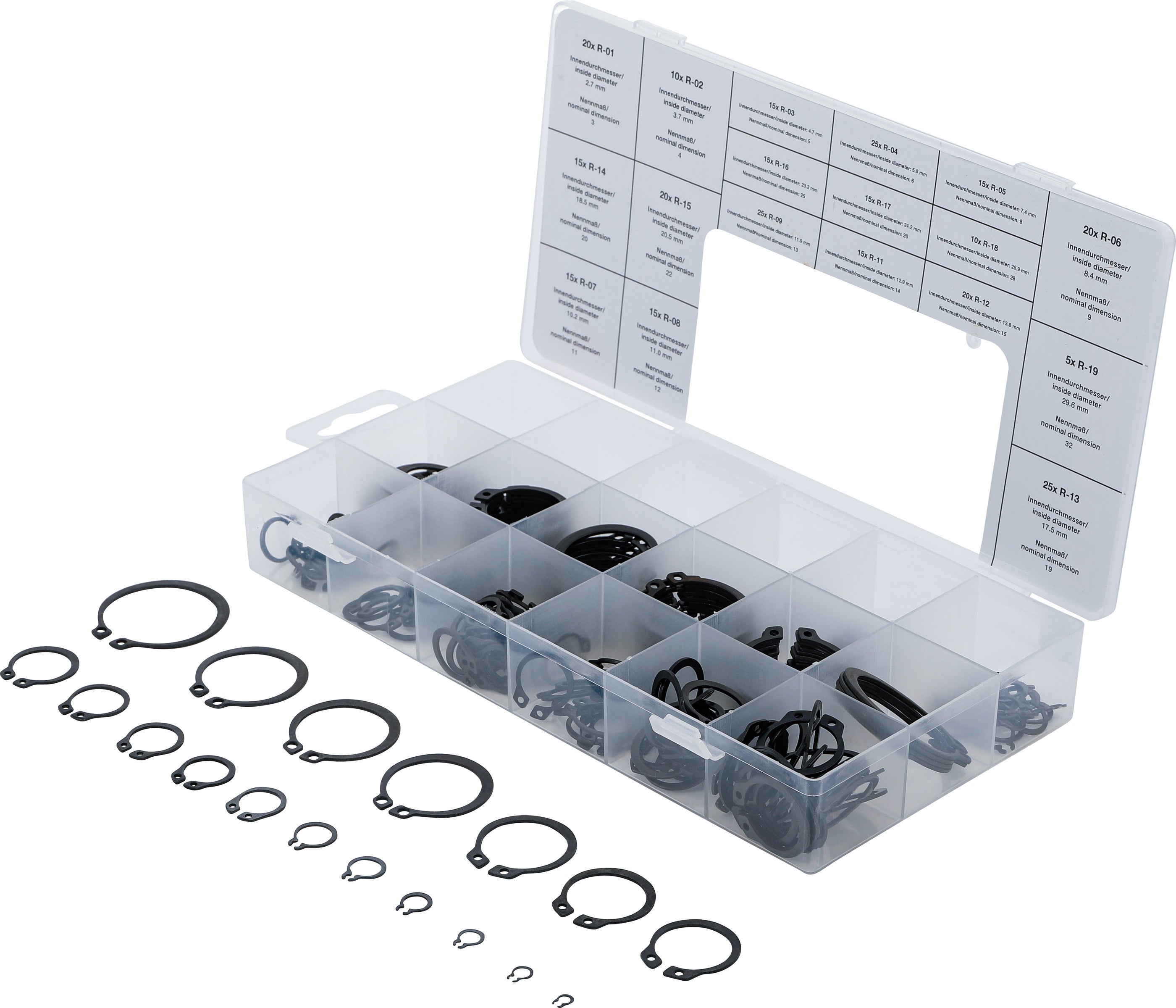 Bgs-Technic Pro+ - Confezione Da 300 Seeger Esterni Assortiti, Dimensioni: Da 3 A 32 Mm