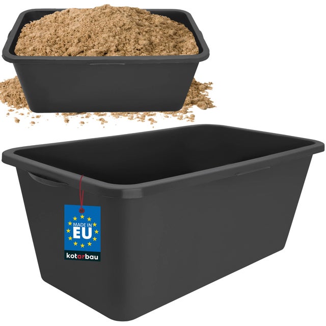 Kastra Budowlana - 60 L - 73 x 40 x 29 cm - Pojemnik na Zaprawę - Kastra Prostokątna - Ogrodowa - Czarna KOTARBAU