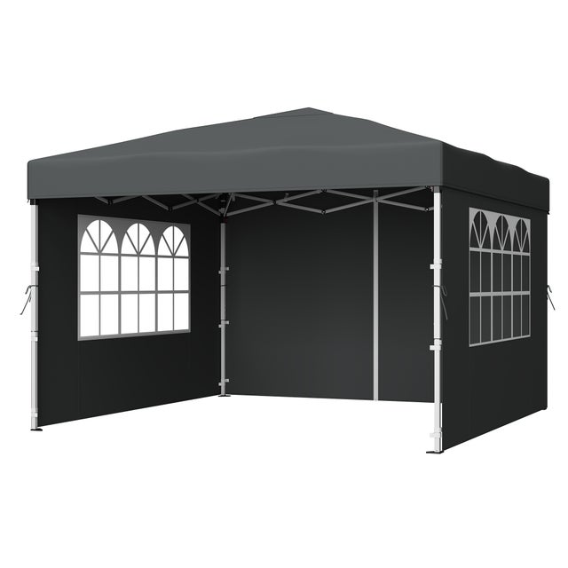 Pavillon Pliant, Protection Solaire, Tente de Jardin, Portable, avec Parois, Usage Extérieur, 3 x 3 m, Gris