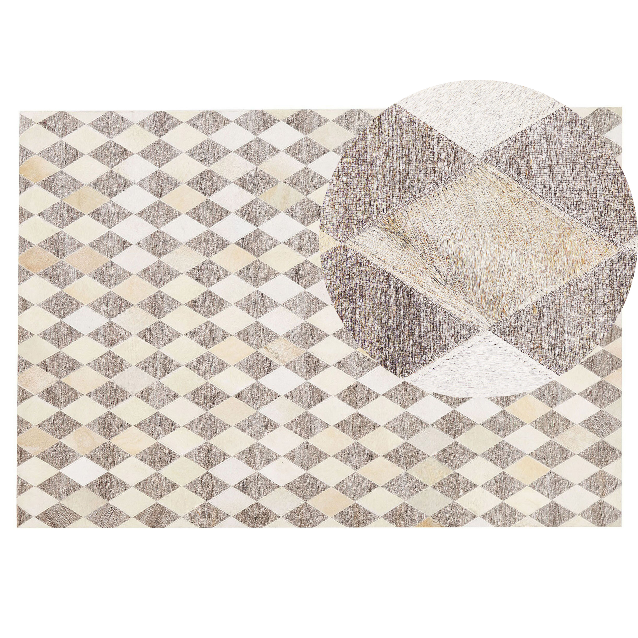 Beliani alfombra de piel de vaca beige/marrón 140 x 200 cm seslice