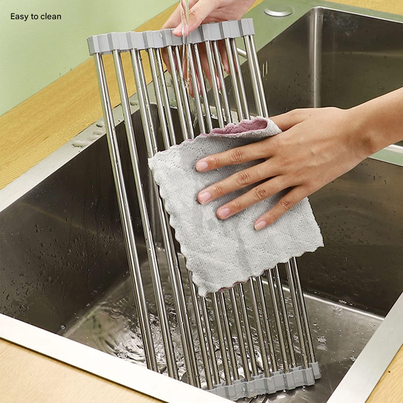 Składana i wyjmowana suszarka do naczyń, praktyczny dodatek do domu, szara, 37 x 30 cm, 15 tub - 3