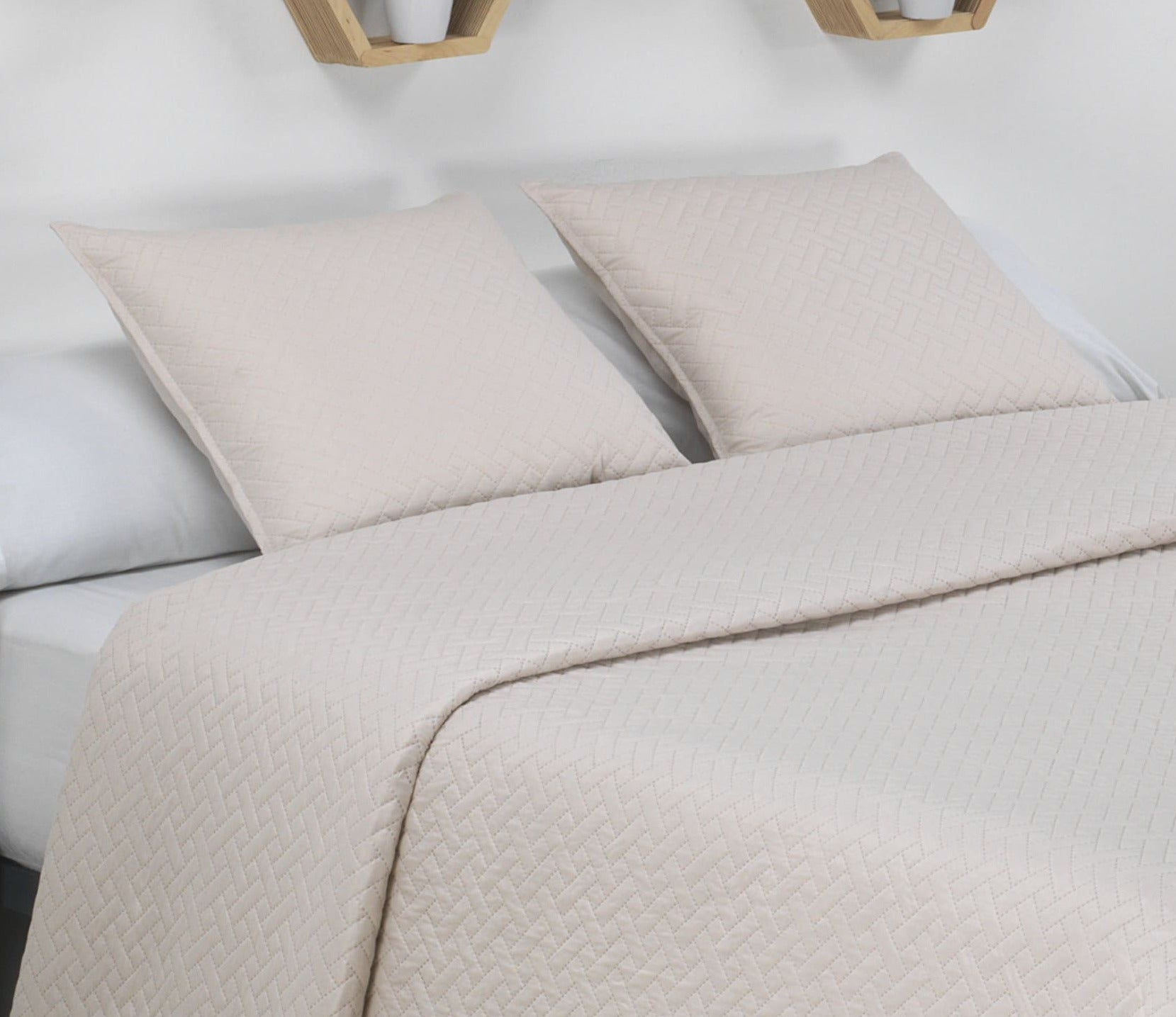 Colcha Bouti Lisa + Fundas Cojines Belmonte Crudo Cama De 135cm (235x260cm) - 3