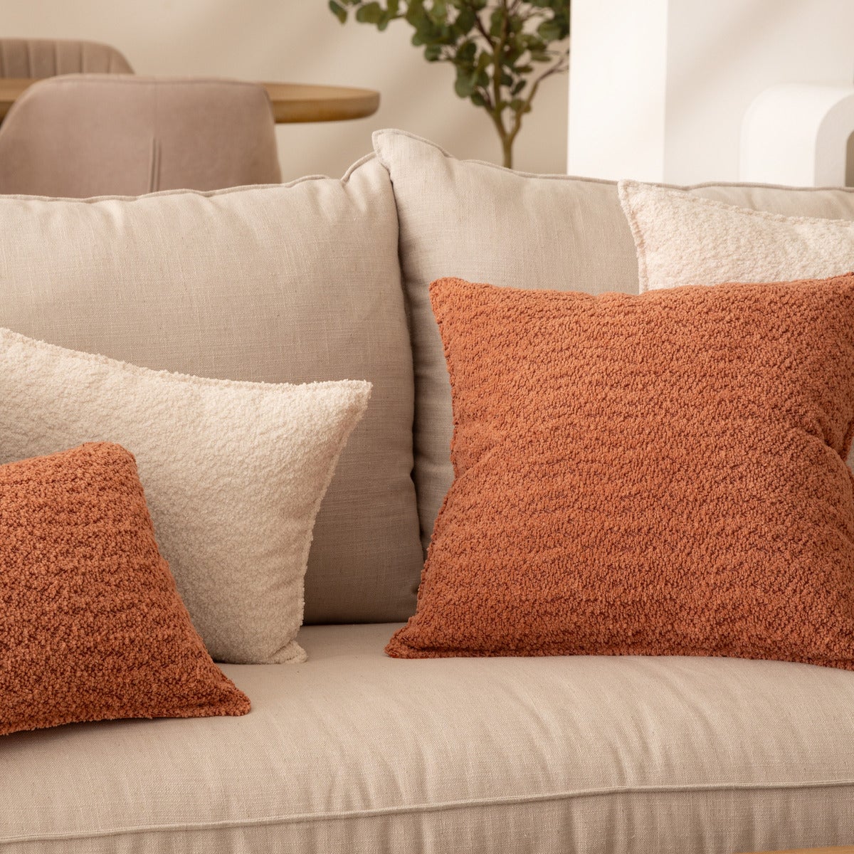 Coussin bouclette Soana terracotta 45x45cm - Atmosphera créateur d'intérieur - 2