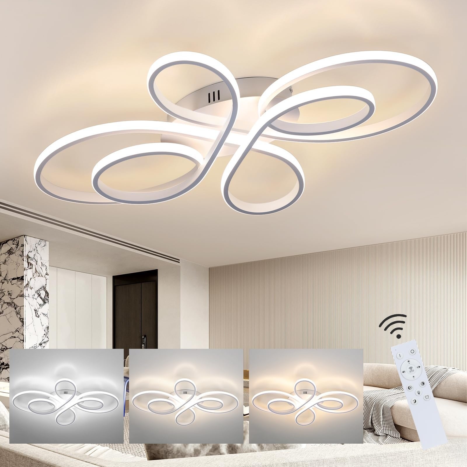 UISEBRT 48W LED Plafonnier Design cristal Moderne Créatif Lustre