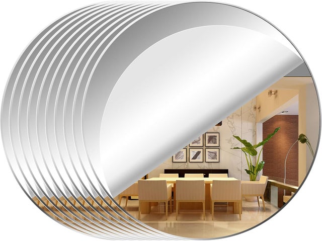 10 szt. elastycznych akrylowych naklejek ściennych z lustrem, dekoracyjne okrągłe naklejki ścienne z lustrem do łazienki, salonu, sypialni (okrągłe 1