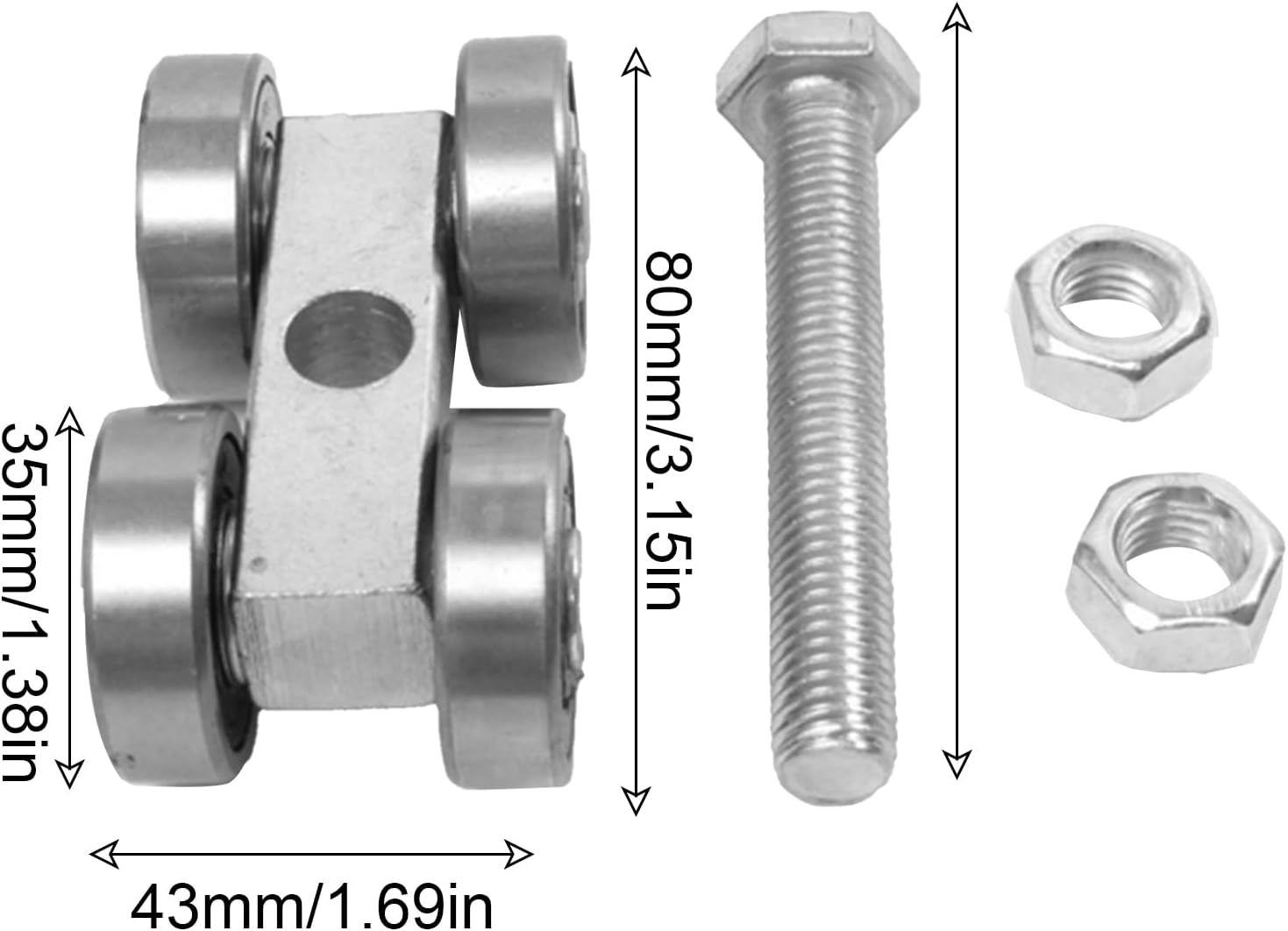 8 x 4 cm，Roulettes de porte de grange, rail coulissant, suspension au plafond, construction en acier robuste, mécanisme de glissement lisse, utilisati - 2