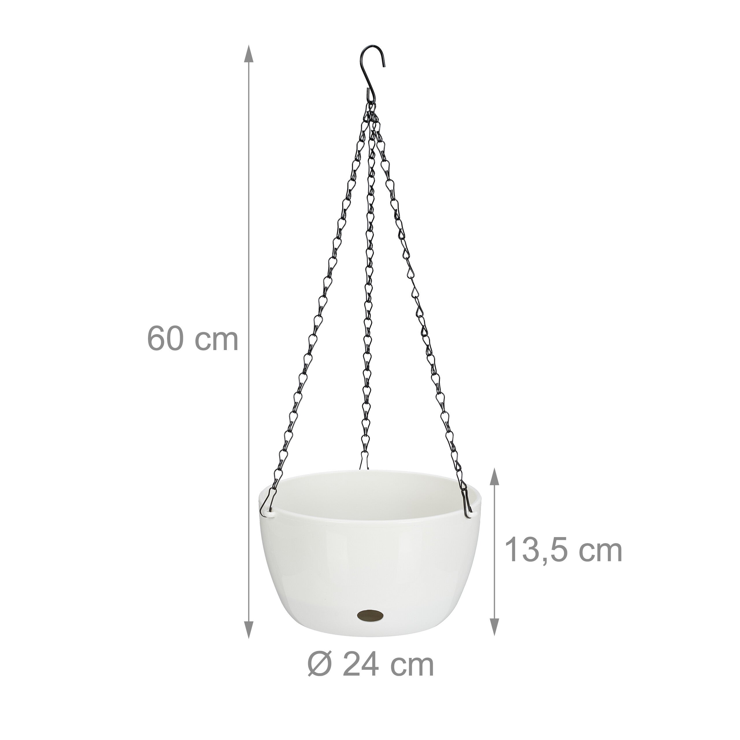 pot de fleurs avec réservoir d'eau, lot de 2, HxD : 60 x 24 cm, pour intérieur et extérieur, plastique, blanc, Relaxdays - 4