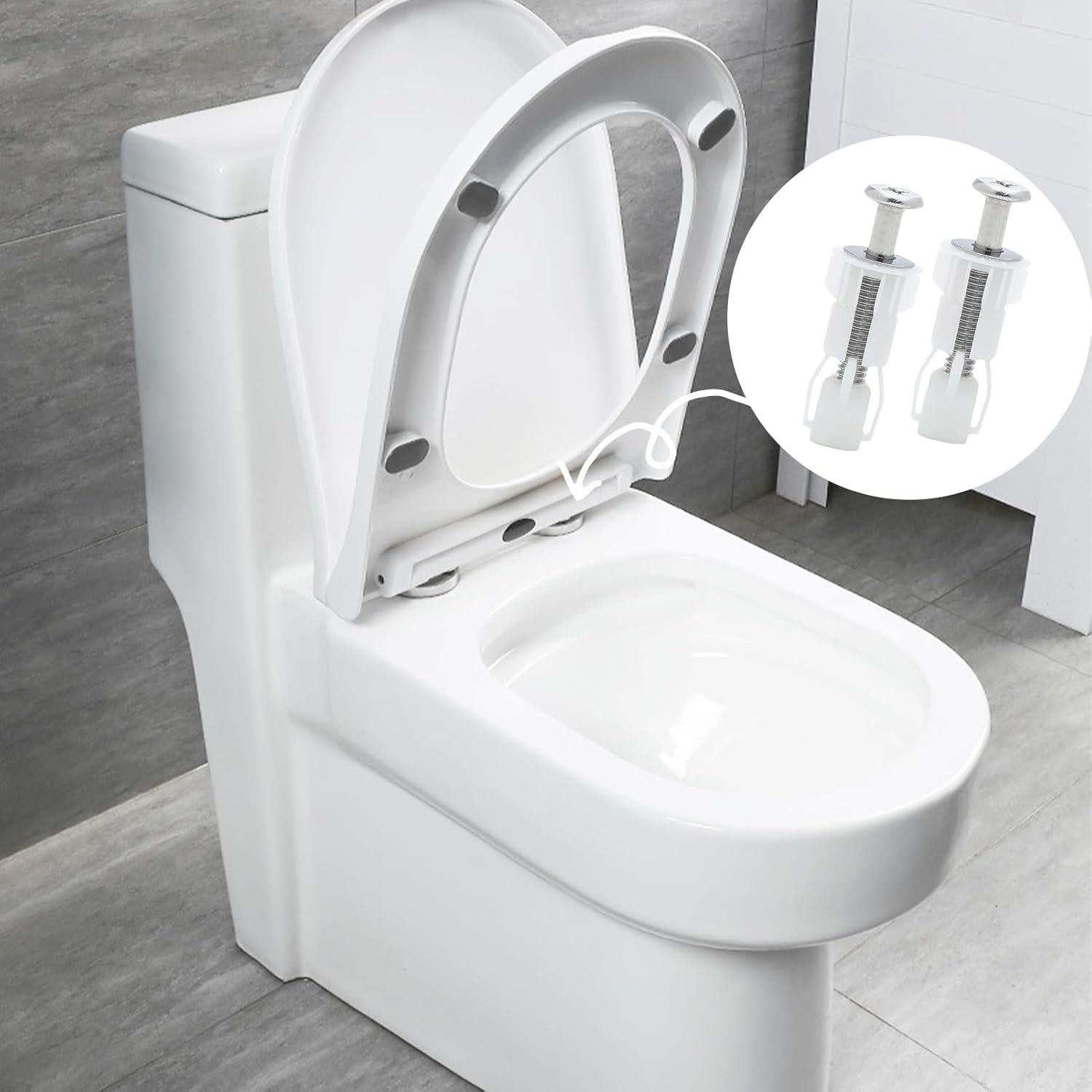 2 Pièces Fixation Abattant WC,Fixation Cuvette WC,Fixation Abattant WC Universel,pour Siège de Toilette,Matériau en Nylon - 3