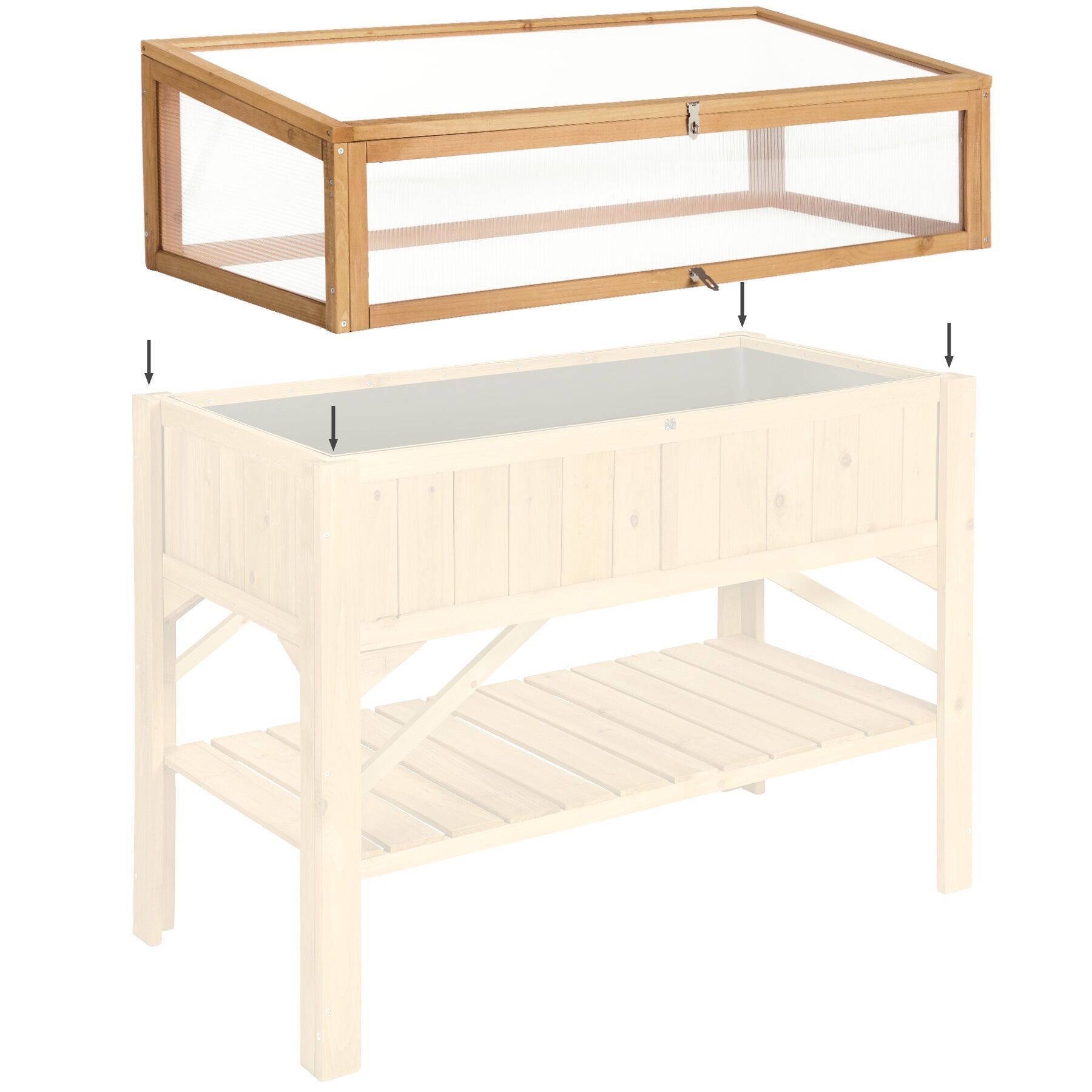 Semenzaio a letto caldo per orto rialzato marrone 115 x 53 x 34 cm TECTAKE - 4