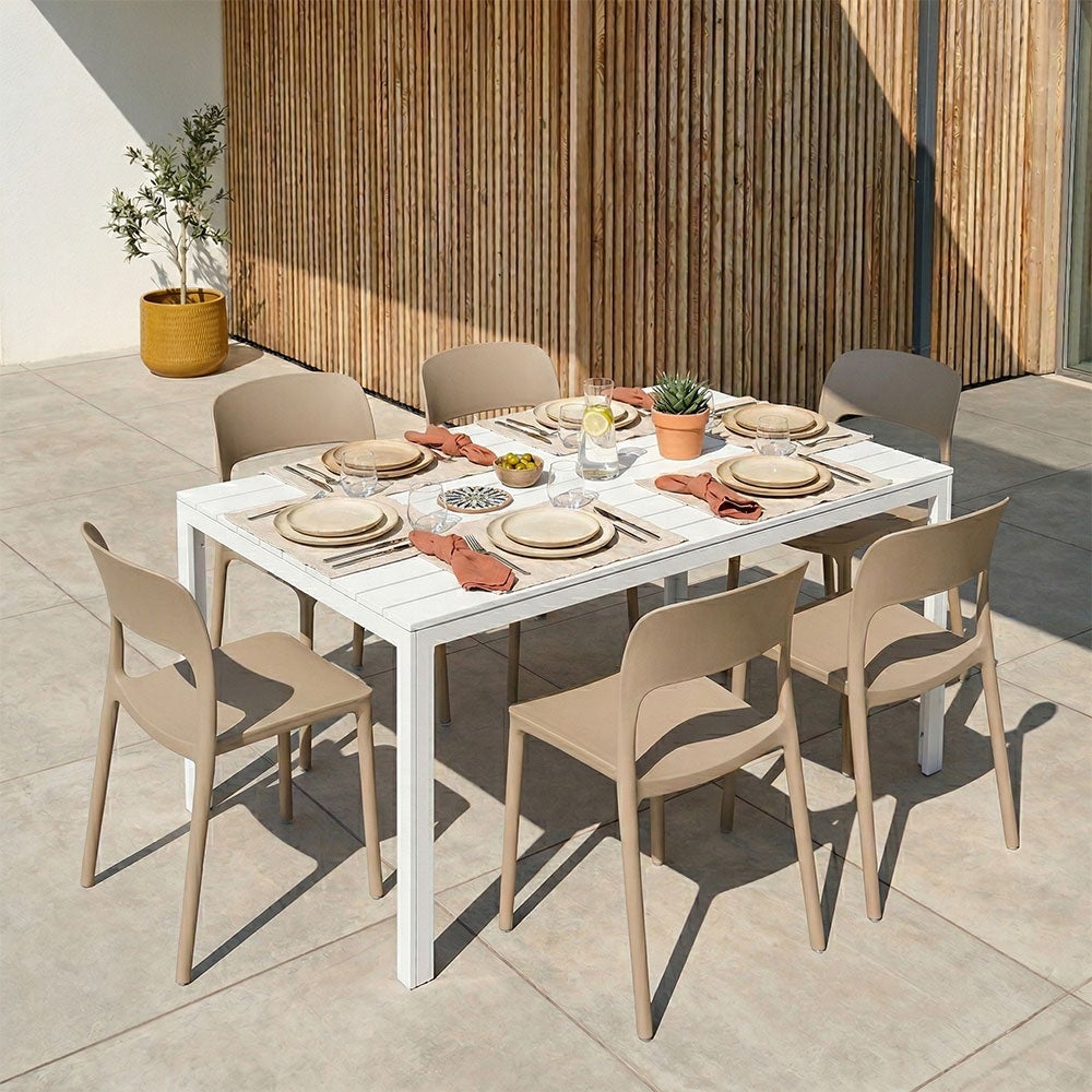 Lot de 4 chaises Barbara de jardin empilables en polypropylène avec fibre de verre caramel - 2