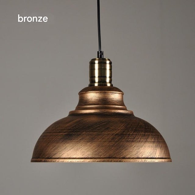 Suspension de style industriel, modèle rétro E27 en métal, idéale pour les cuisines, salles à manger et salons. Diamètre&nbsp;: 30&nbsp;cm (bronze)
