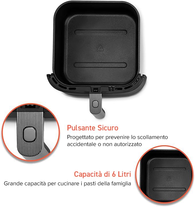 COSORI Friggitrice ad Aria Turbo Blaze 6L Cestello Originale, Accessori di Ricambio per Air Fryer ‎CAF-DC601-KEU, Antiaderente, Lavabile in Lavastov - 4