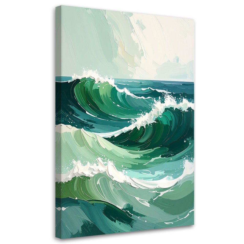 Obraz do salonu sypialni biura, Morze Fale Pastelowy Krajobraz Zielony morski 40x60