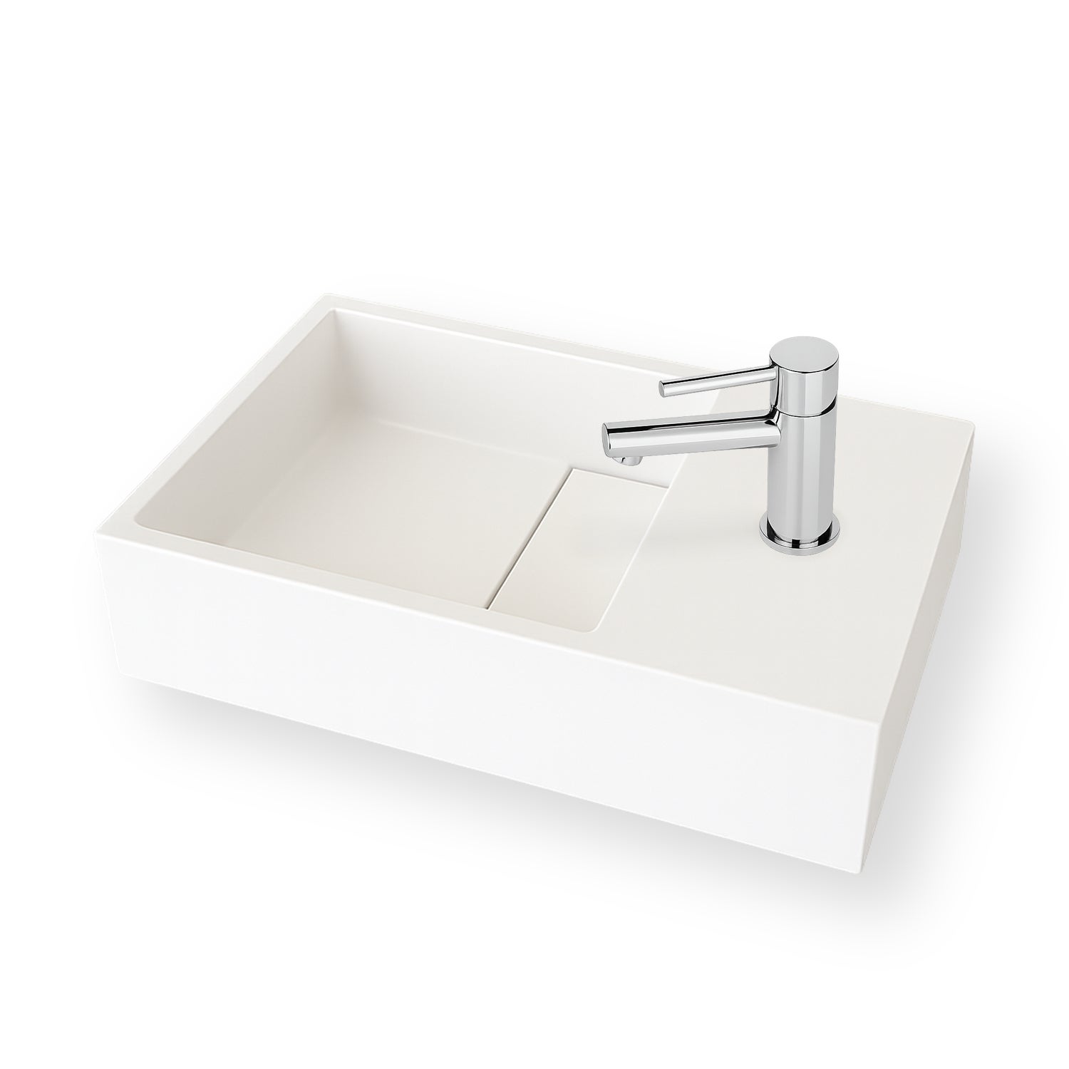 Manita d lavabo suspendido blanco mate - lavabo rectangular en solid surface 35cm
