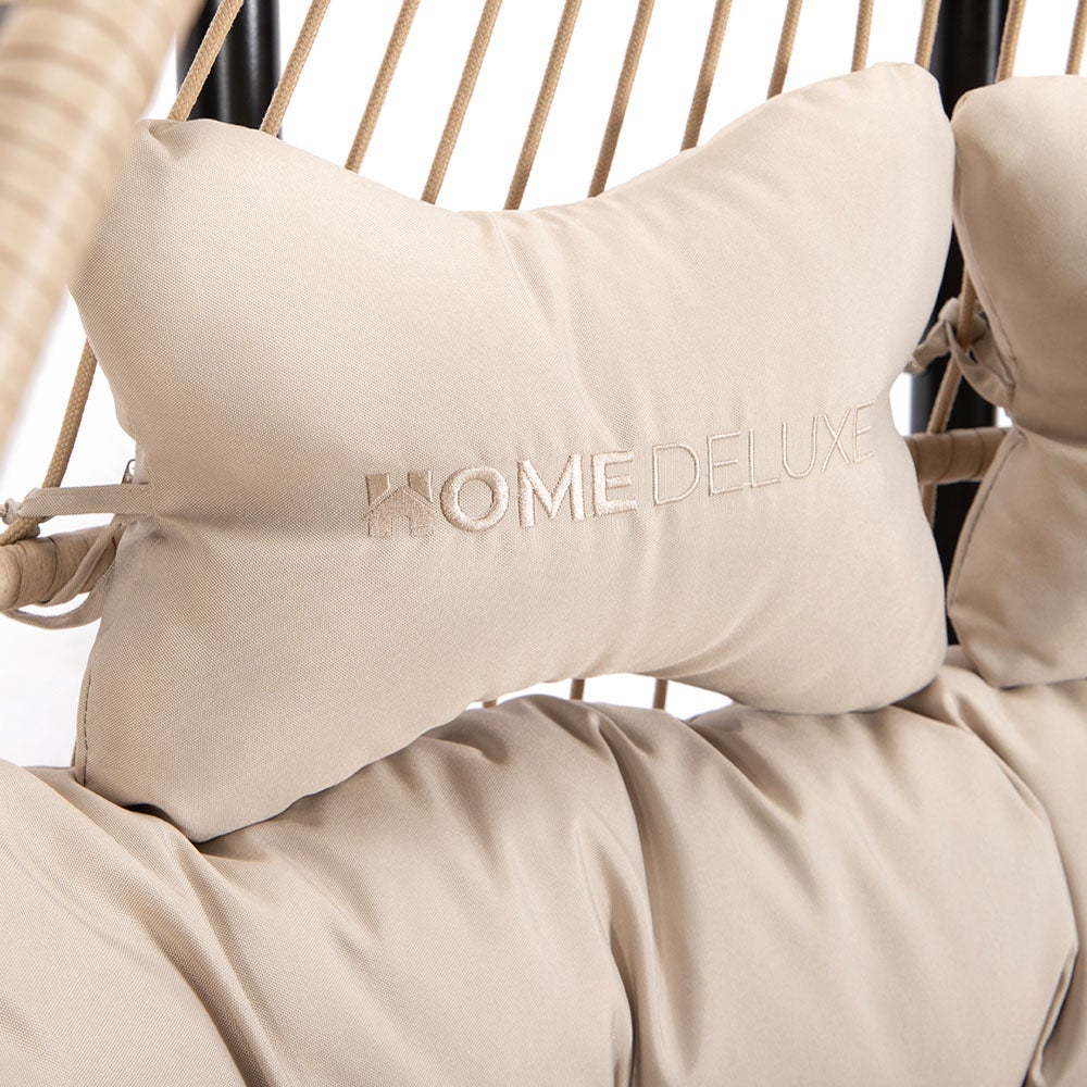 Fauteuil suspendu HOME DELUXE LOMA – pliable, 2 places, beige | Panier suspendu, chaise suspendue, mobilier de jardin, balancelle - 4