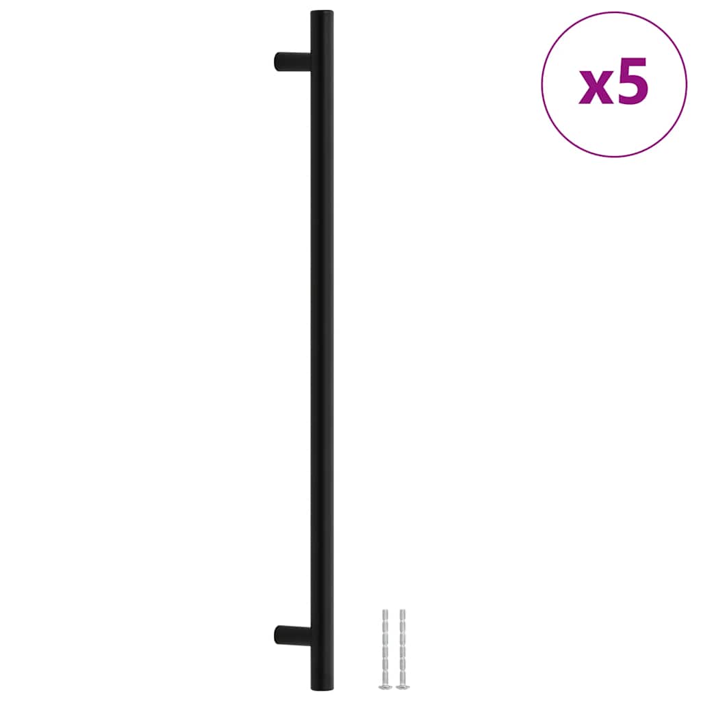 Uchwyty meblowe 5 sztuk ze stali nierdzewnej czarne 480 mm