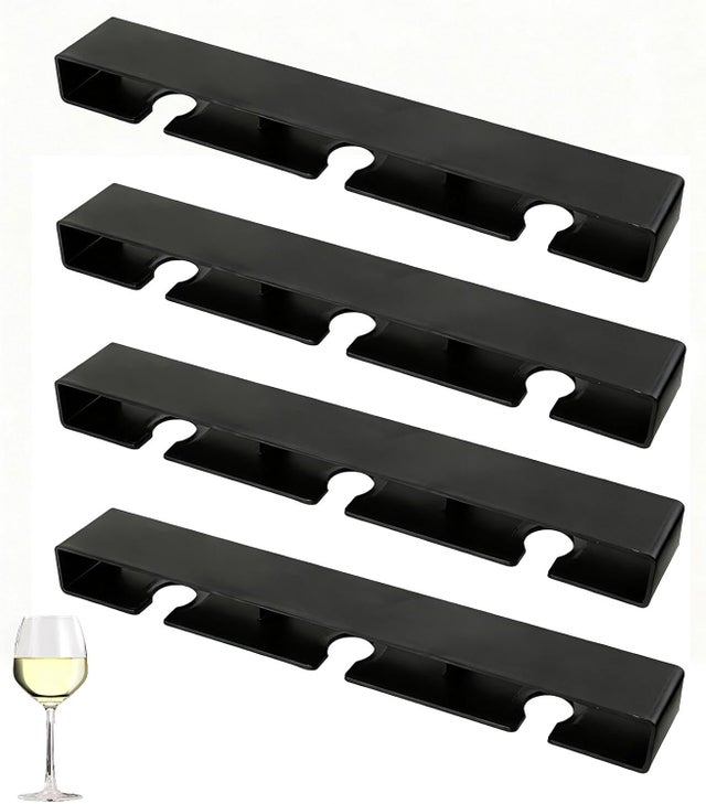 (4 piezas) Soporte colgante para copas de vino, estante para copas de vino debajo del armario, no requiere perforación, soporte autoadhesivo para cop