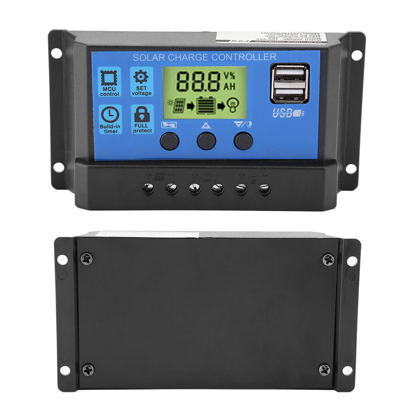 Regolatore di carica per pannello solare PWM 12V 24V con doppio USB e display LCD da 30 A (YJSS-30A) - 4