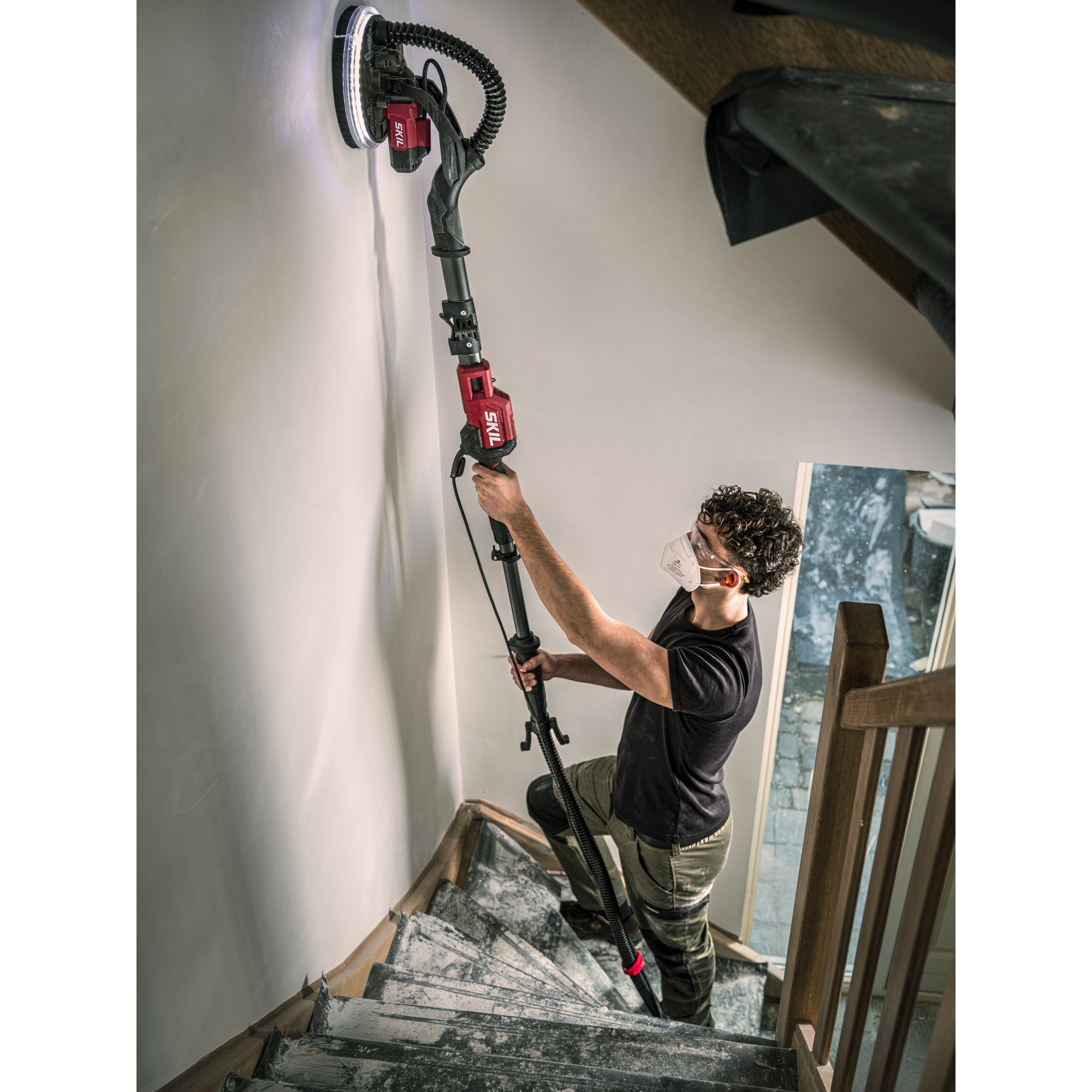 Ponceuse télescopique à plâtre SKIL 7521 DA, 750 W, Ø 225 mm, LED 360°, manche extensible 1,8 m - 8