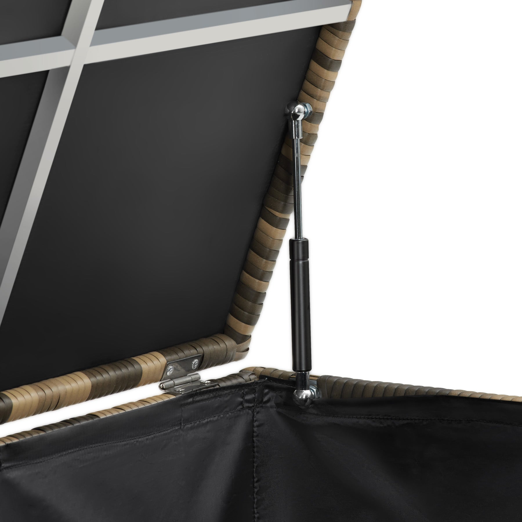 1 BOÎTE DE RANGEMENT en polyrotin et aluminium, 297 litres, roulettes, couvercle vérin, naturel gris foncé TECTAKE - 3