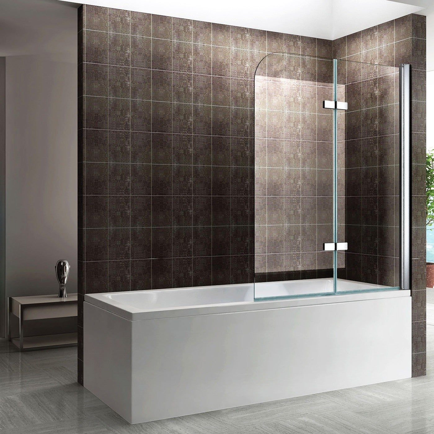 BALY Pare-baignoire 90 x H.140 cm verre pliant et pivotant transparent anticalcaire - 3