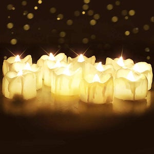 Lot De 6 Bougies Chauffe-Plat LED Sans Flamme à Piles Avec Minuteur - Effet Flamme Réaliste Pour Noël Et Halloween