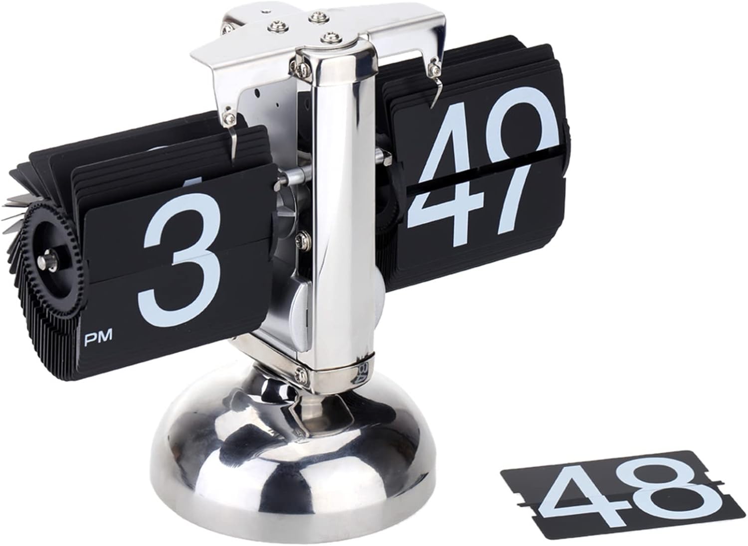 Balance vintage, horloge tournante automatique, salon, bureau, horloge de table, artisanat, alimenté par batterie, format 24 heures (noir) - 7
