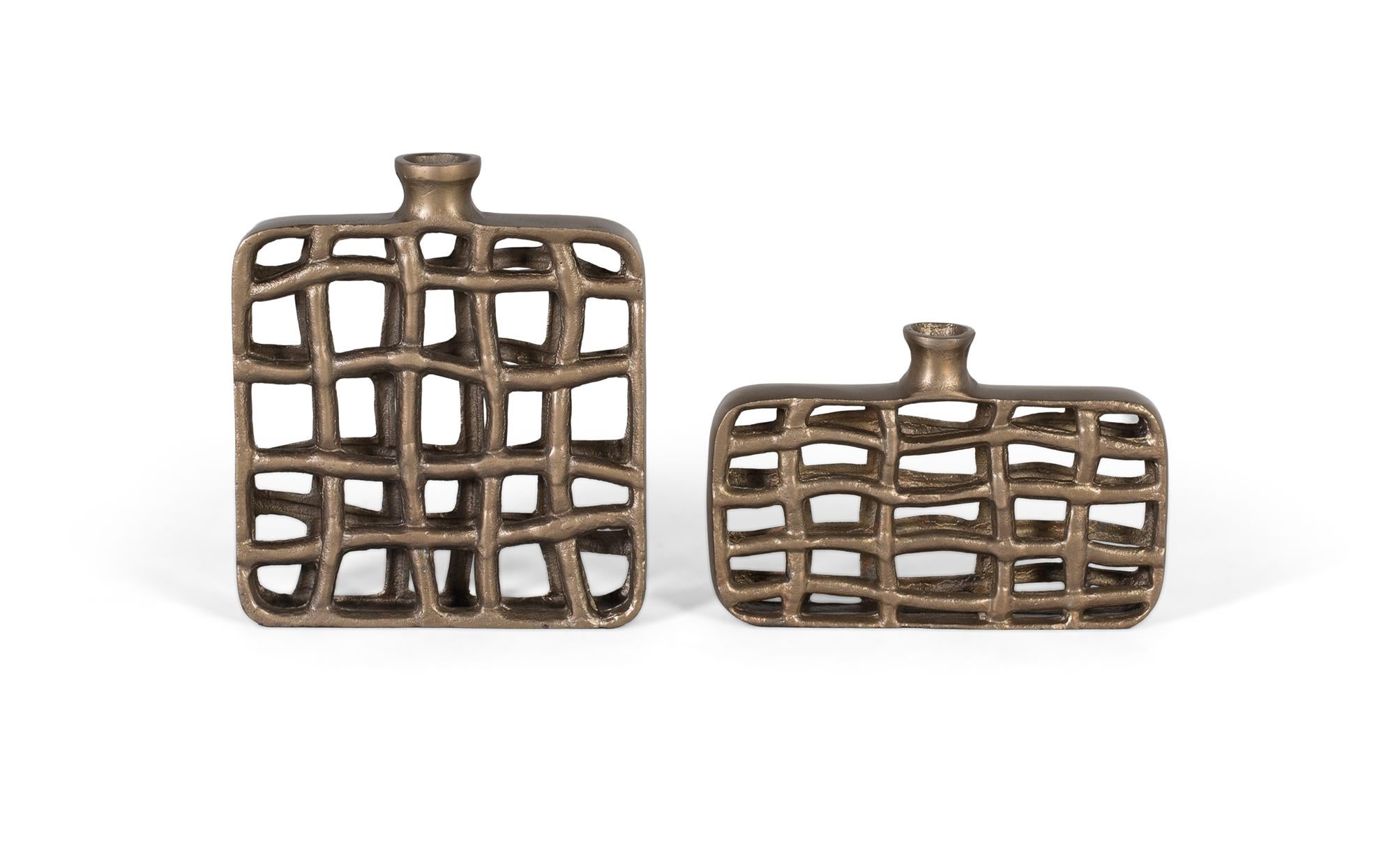 Zespół 2 figur dekoracyjnych z brązu o prostokątnym kształcie