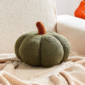 Cuscino Decorativo A Forma Di Zucca – Peluche Morbido Per Halloween E Autunno, 35 Cm, Giallo/Verde