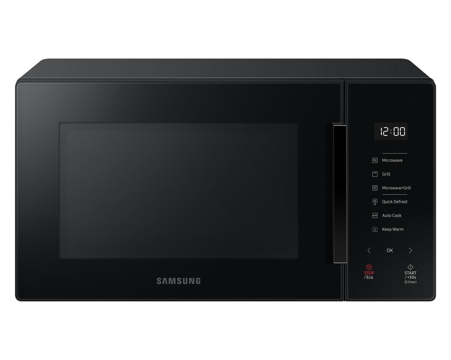 Samsung Libera installazione Forno a Microonde + Grill Glass Design Cottura Croccante, MG23T5018AK/ET, Home Dessert, Cottura Automatica, 800 W + 1100