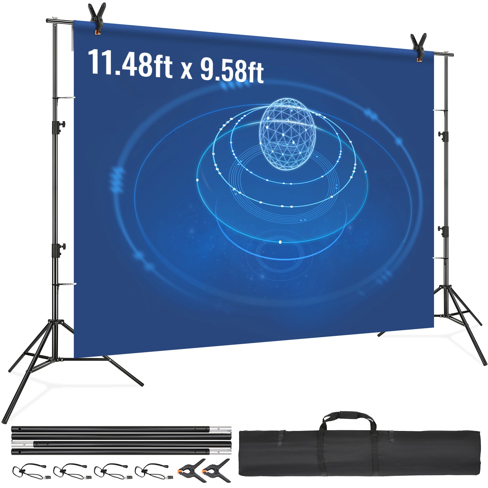 Stojak Na Baner Tło Do Zdjęć 2900x3500mm Tło Rozmiar Tkaniny Rekwizyty Studyjne Tło z 2 Trójkątnymi Wspornikami 2400-2920mm Regulowana Wysokość VEVOR