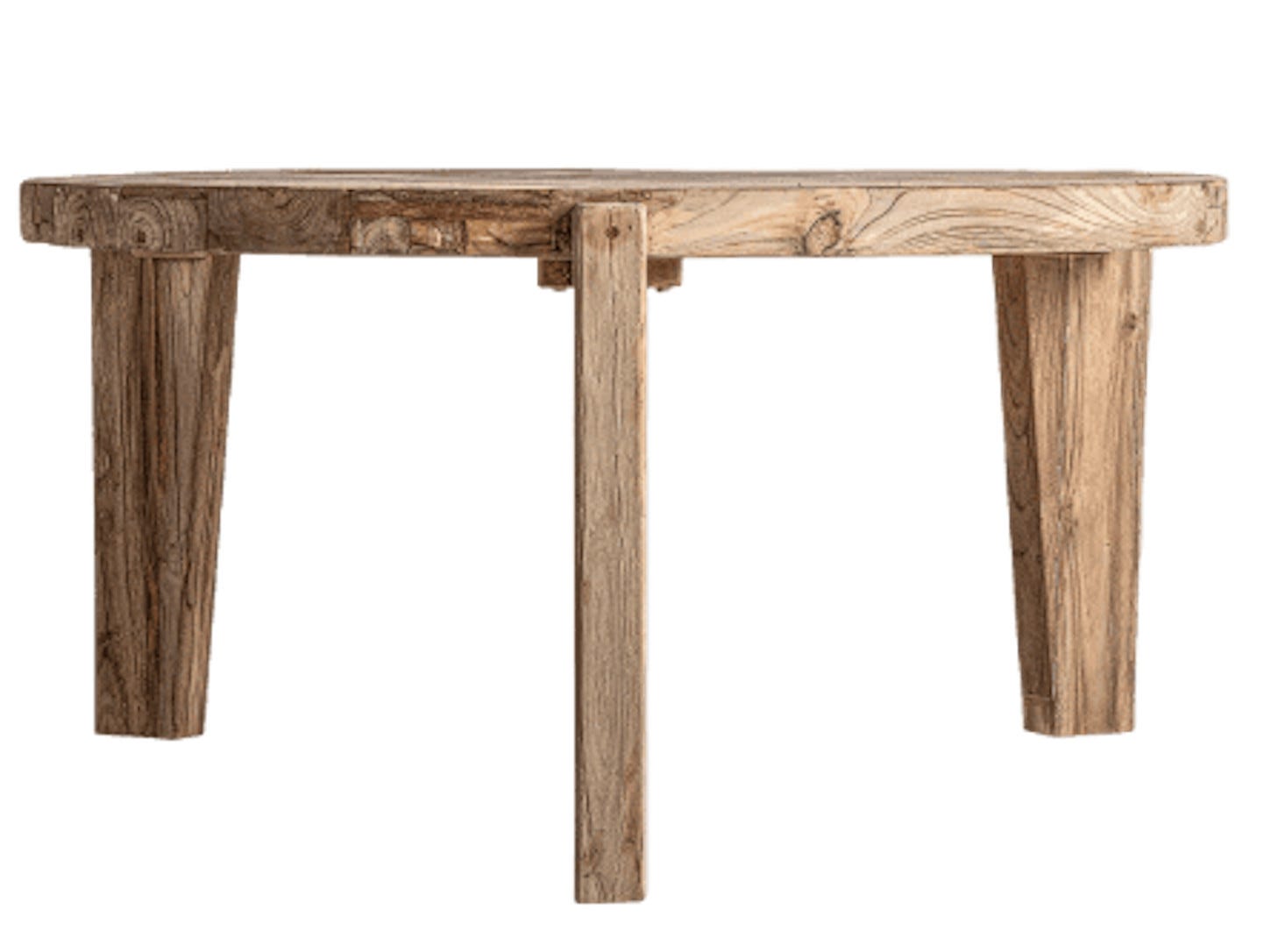 Table basse ronde bois massif naturel vieilli style colonial Rubha