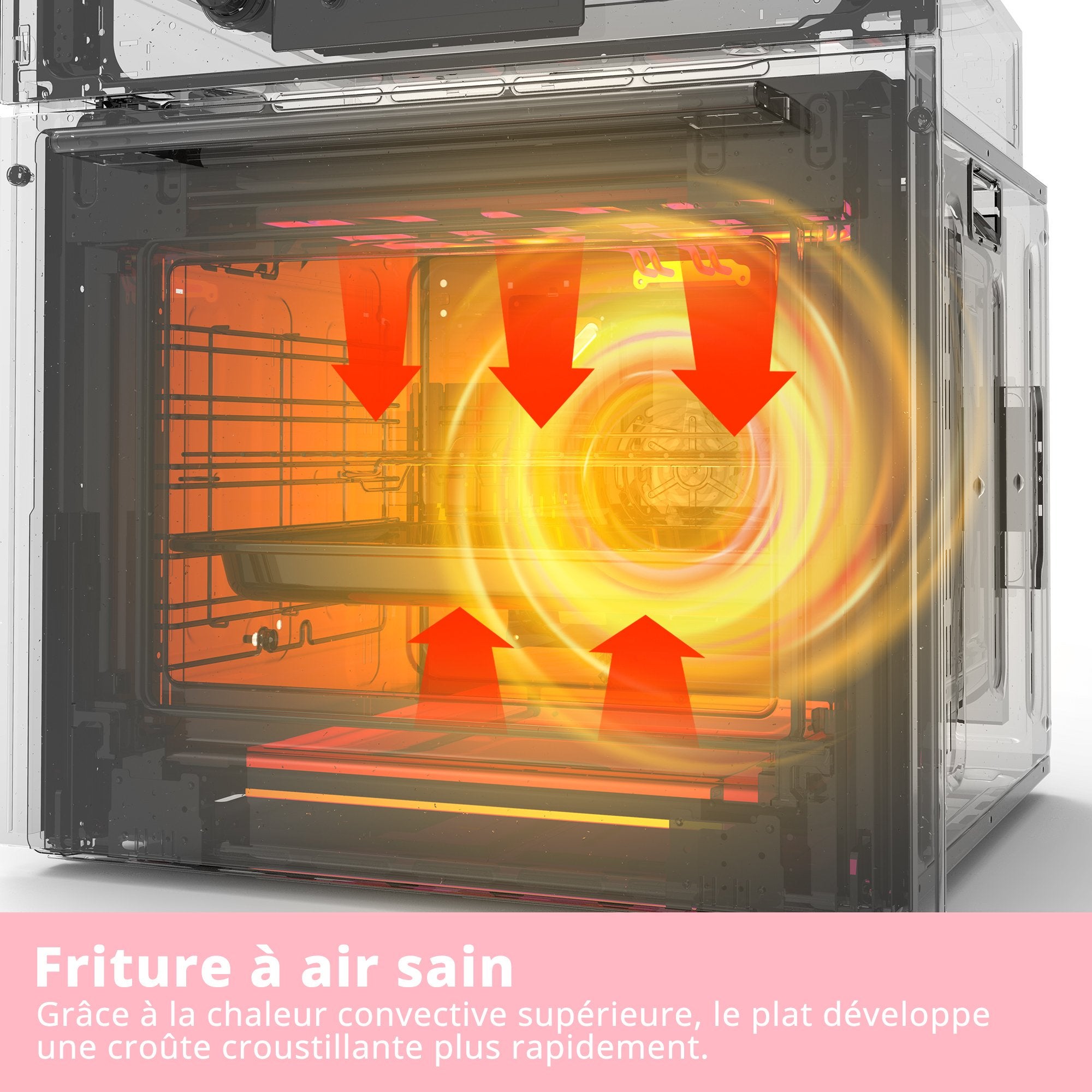 Four encastrable Pyrolyse Friteuse à air chaud - 72L - 59,5 x 57,5 x 59,5 cm - COMFEE CBO65P80E0-BK - Noir - Classe A - 5