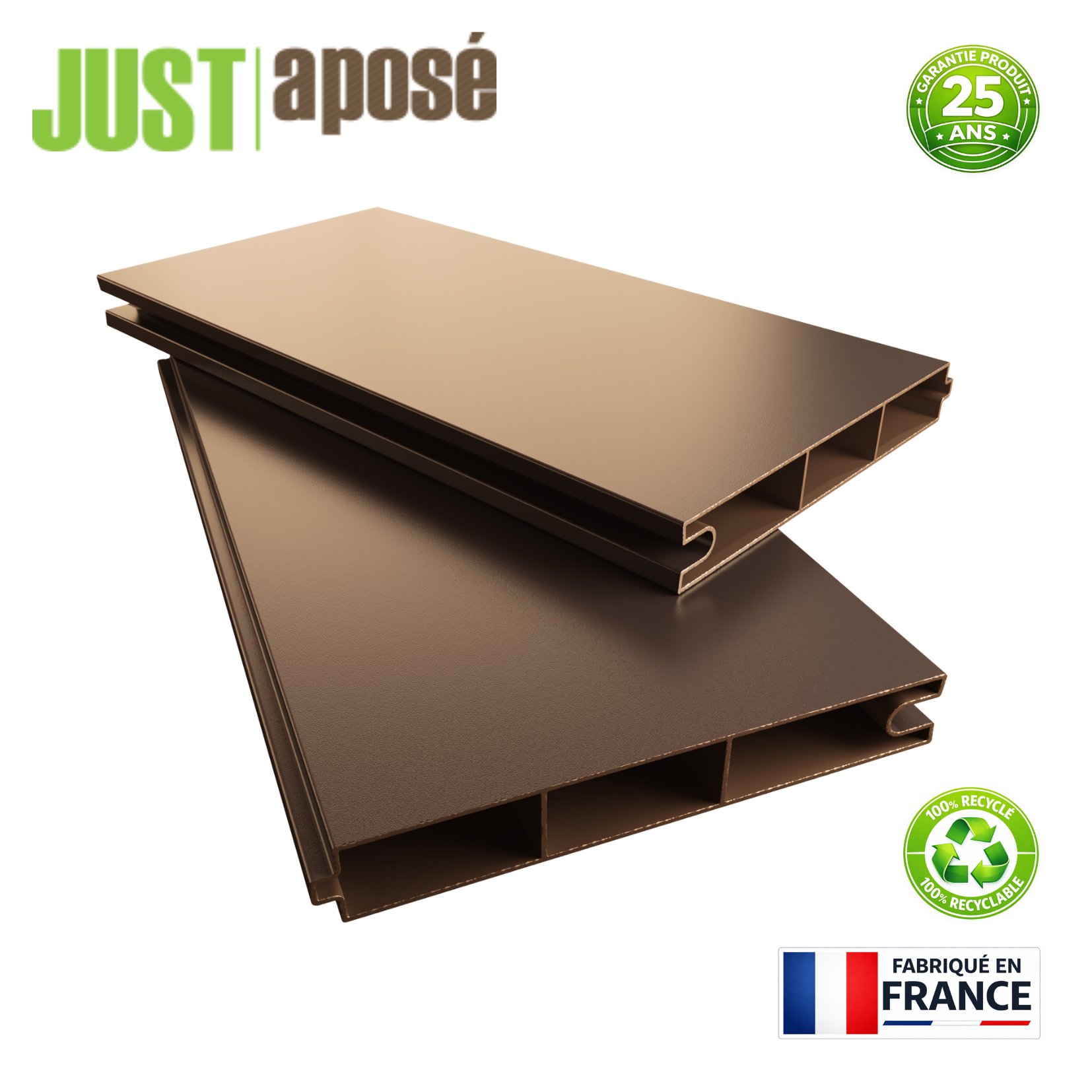 Kit complet clôture aluminium - 3 panneaux complets - 5,40 x 1,80 m - Prêt à poser - Marron - 4