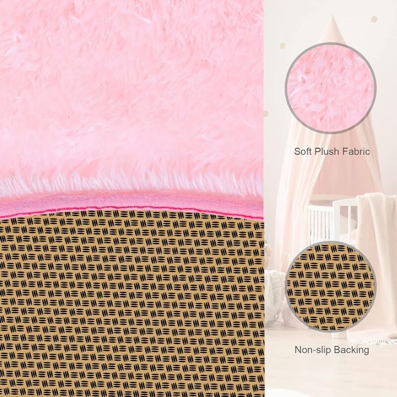 160 x 200cm Tapis pour Salon Chambre à Poils Longs Tapis Chambre d'enfant Grande Taille Doux Moelleux Rose - 2