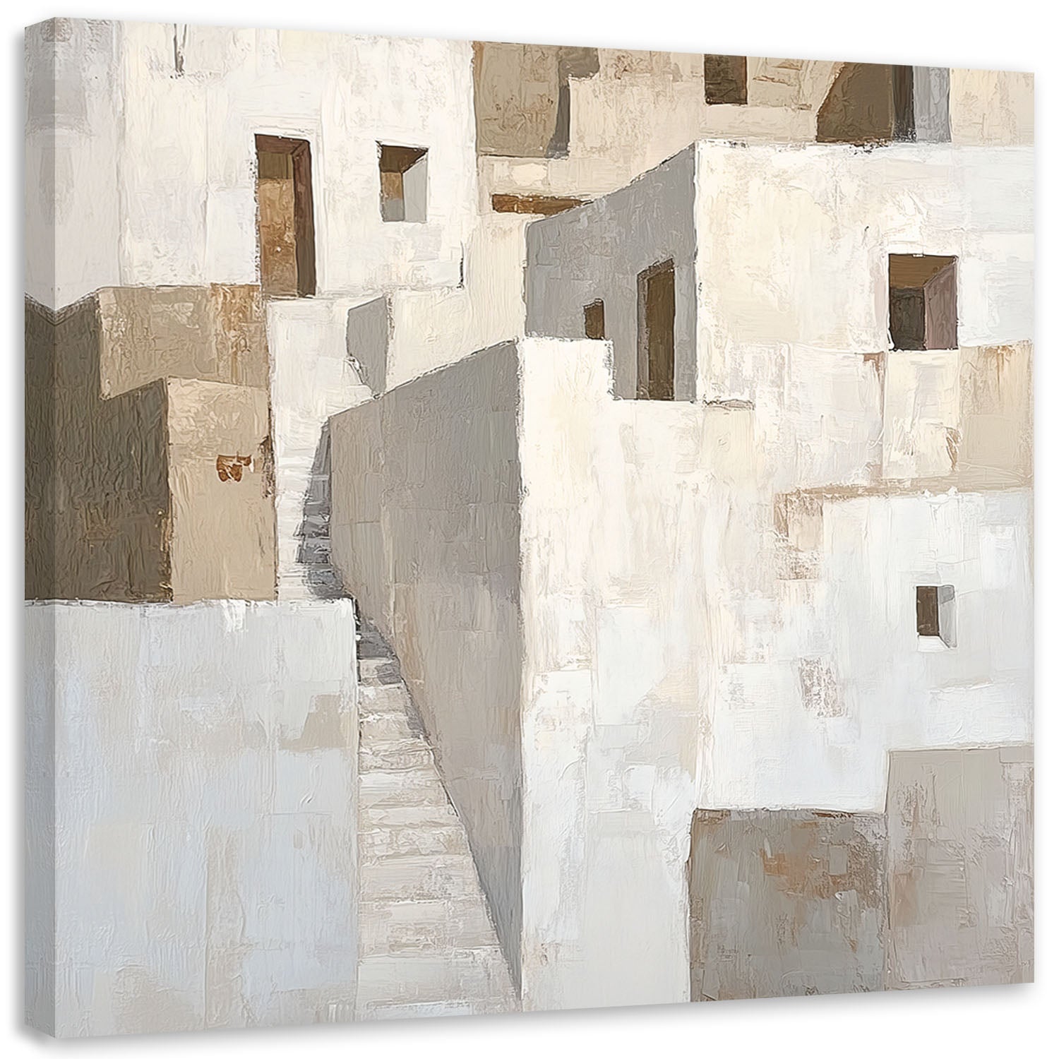 Obraz na płótnie, Abstrakcja Beżowe Budynki Architektura 30x30