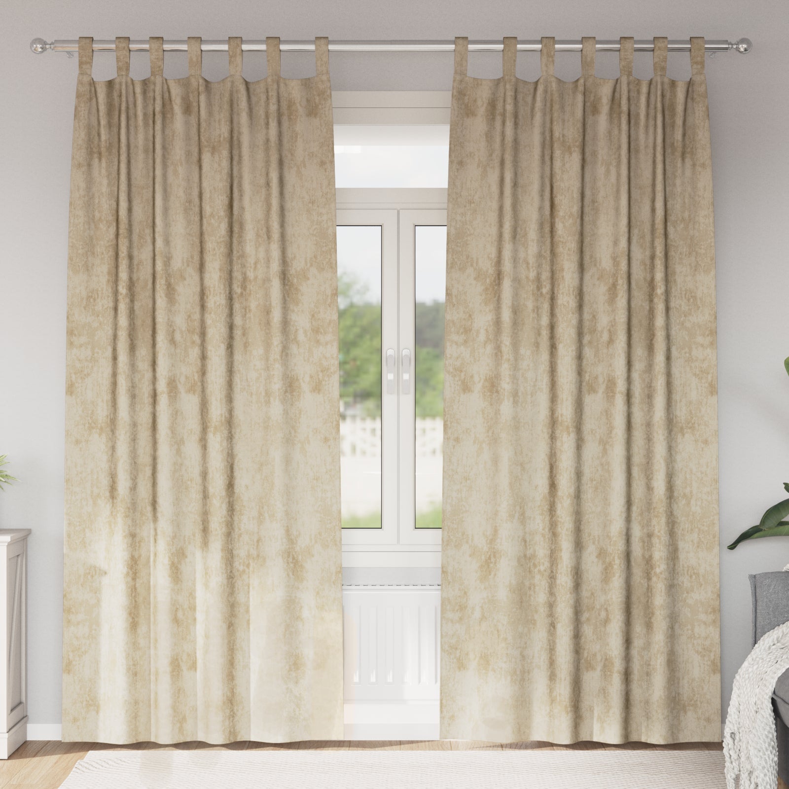 Zasłony z weluru z zasłonami 2 pcs Kremowy 260 x 140 cm Aksamit vidaXL