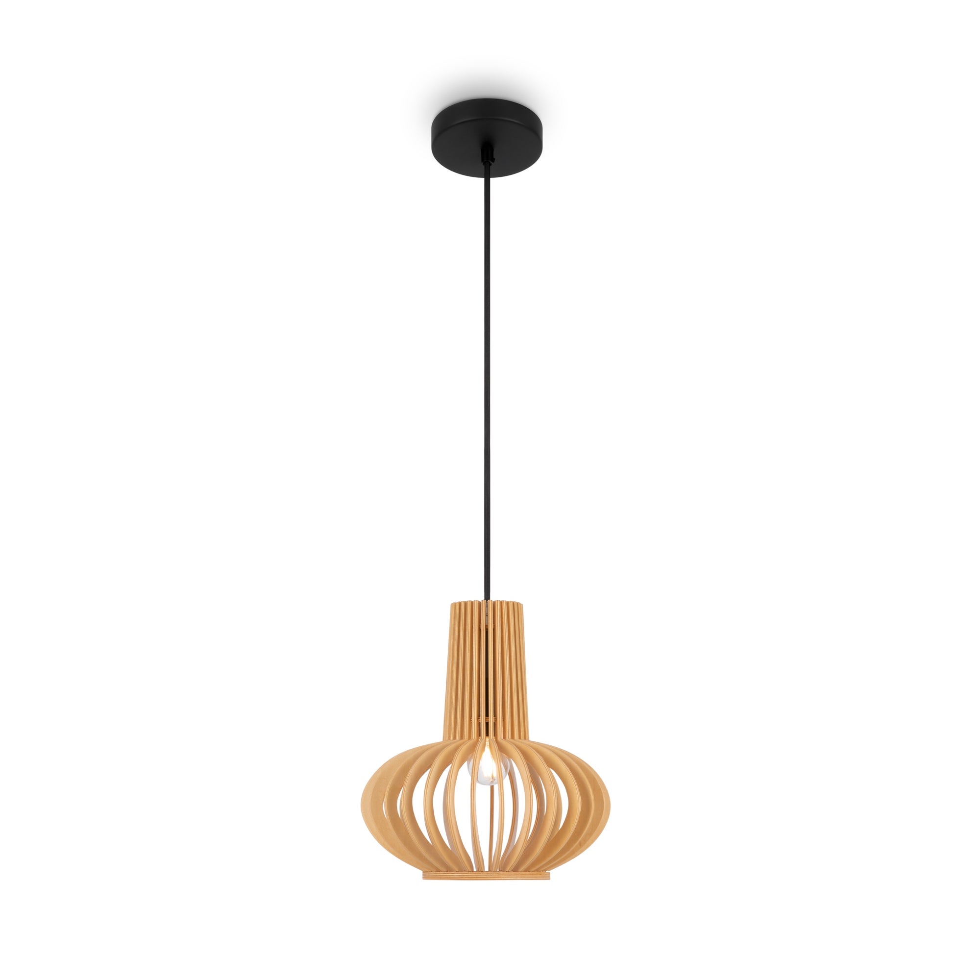 Lampa wisząca Roots czarna-jasne drewno 1xE27x40W wym: 331,5 x 25,5 x 25,5 cm metal Maytoni