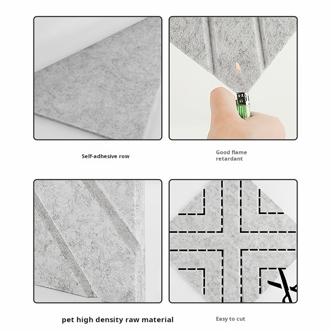 Lote de 12 paneles acústicos autoadhesivos, relleno insonorizante de poliéster, paneles murales insonorizantes de alta densidad, 30 x 30 cm, Blanco - 7