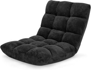 LIFEZEAL Chaise de sol avec dossier, fauteuil de sol rembourré, chaise de méditation avec surface en maille, chaise de sol extensible pour méditation, yoga et camping, bleu